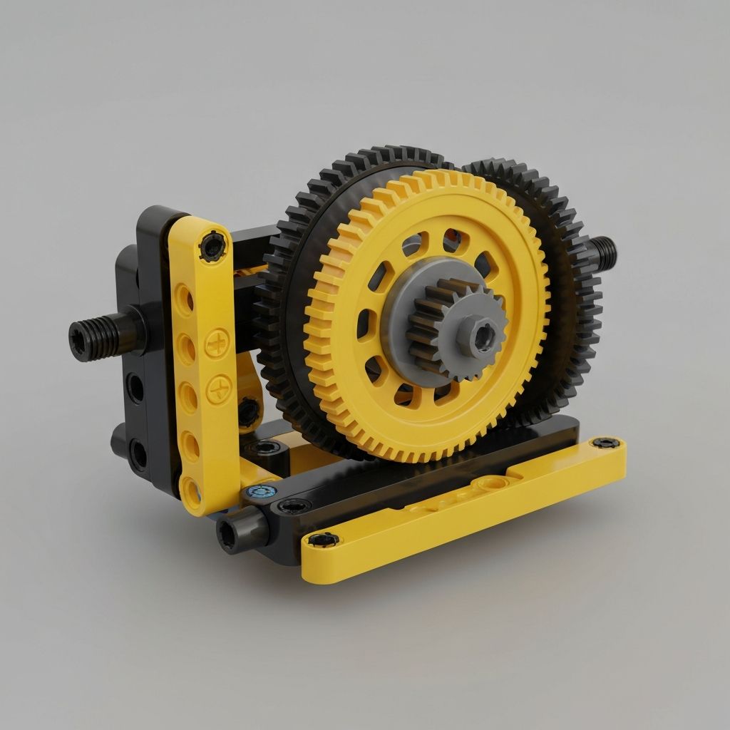 CaDA C61056 planetary gearbox mechanism detail showing visible gear system and dual-path transmission