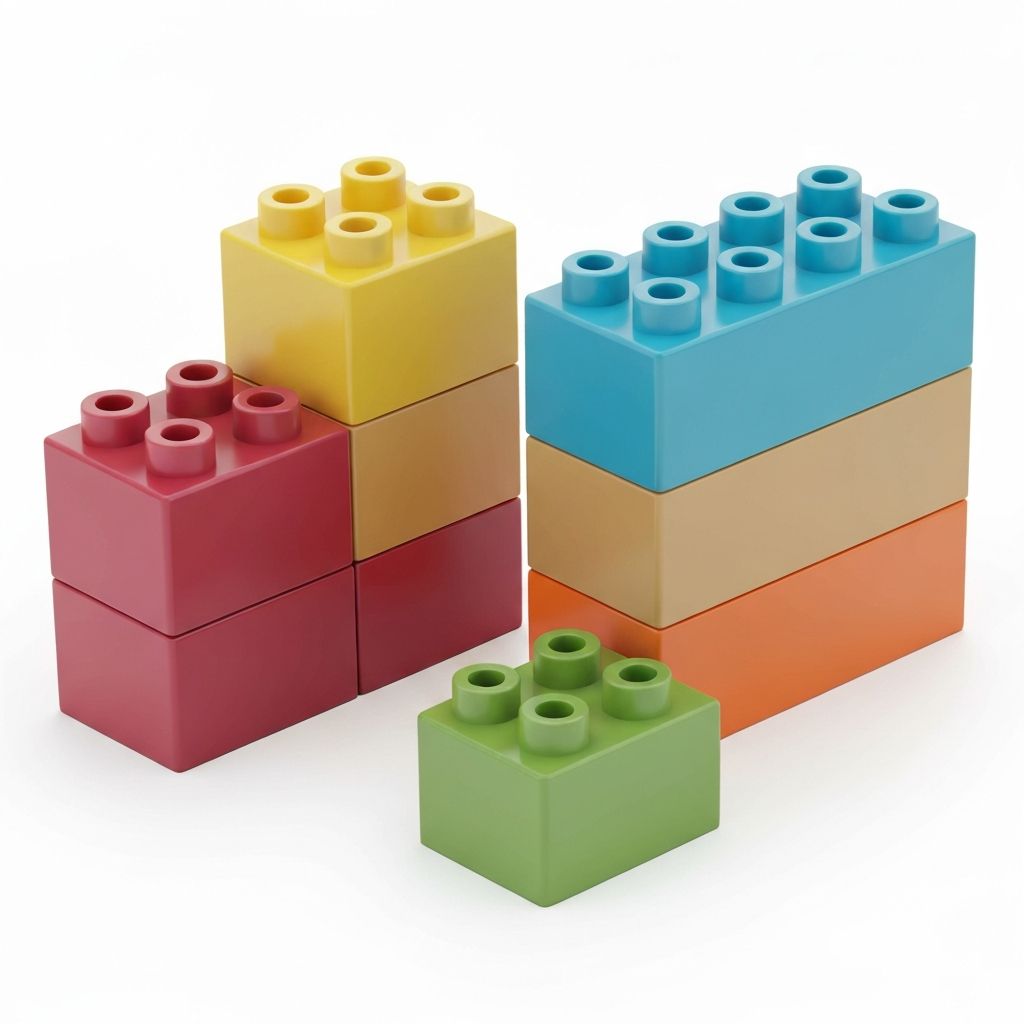 Adult builder testing clutch power and stud tolerance of premium alternative ABS building block bricks at a clean workspace