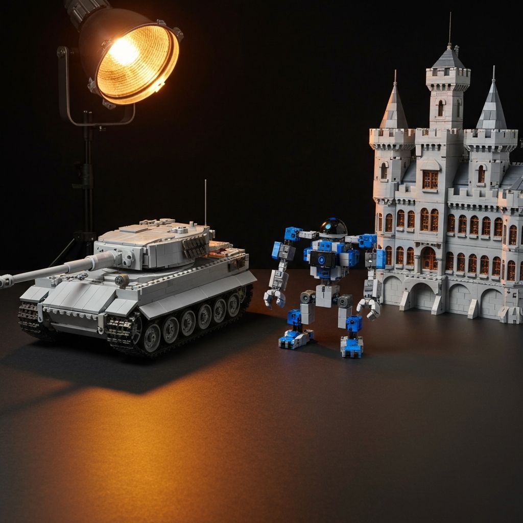 How to Select and Execute Advanced Brick Sets: Tiger Heavy Tank Model, Programmable Robot Toys, Brixpert Designer Sets