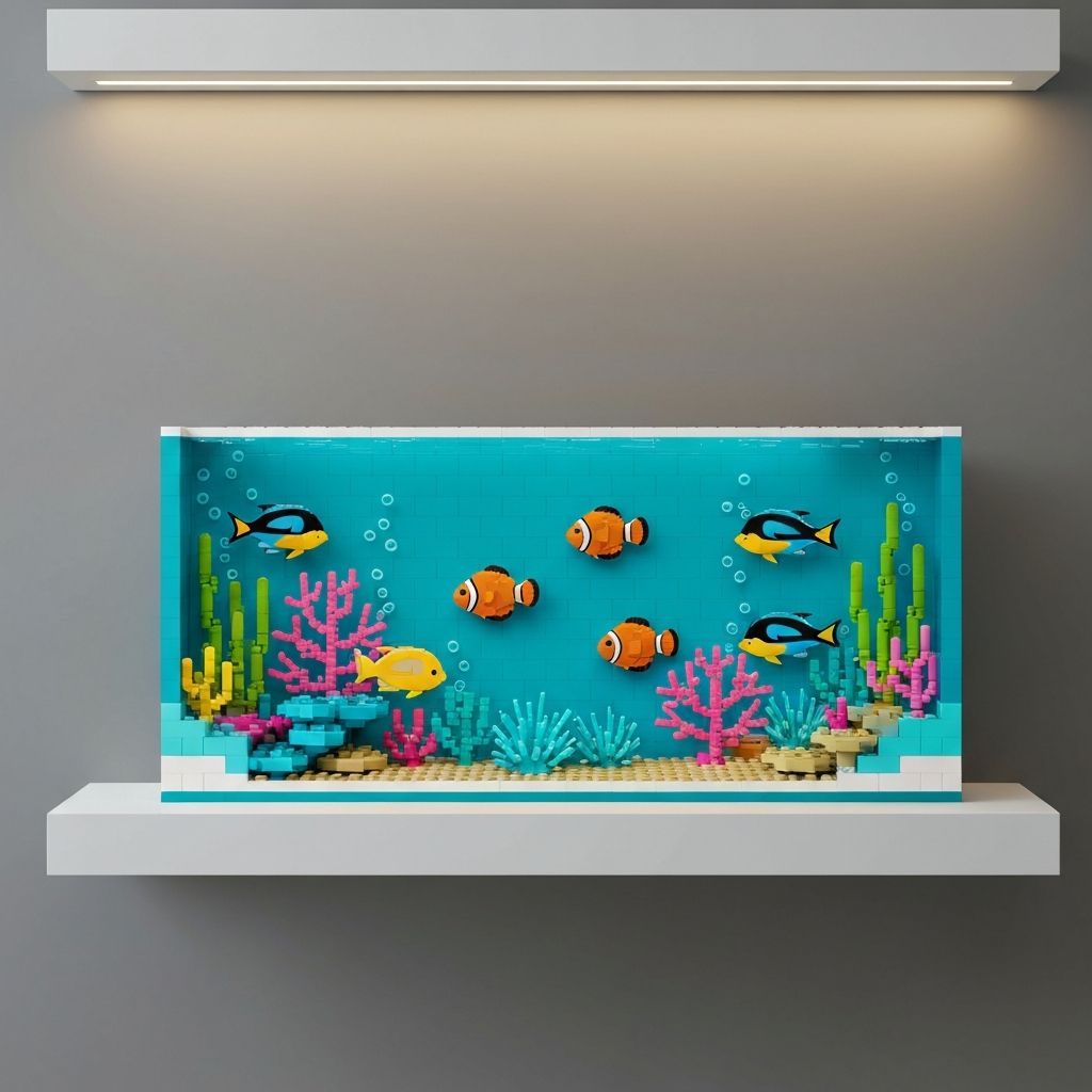 Tropical Aquarium Icons Set: A Display Build with Ocean Energy